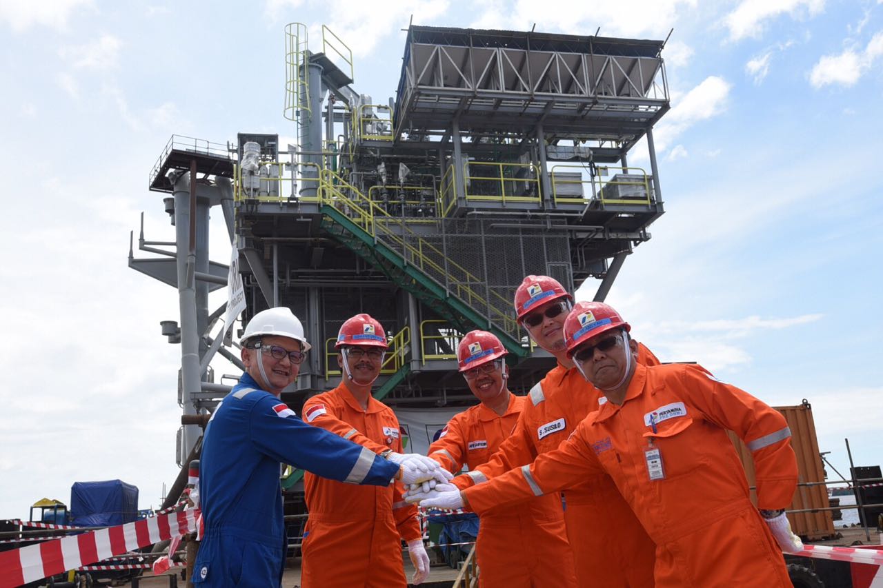 Para direksi PT Pertamina Hulu Energi Offshore North West Java di Proyek lapangan Gas SP