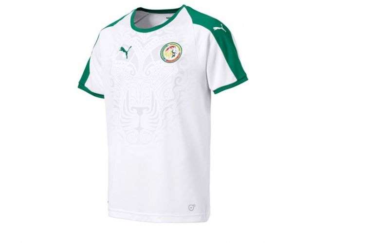 Nah, desain jersey timnas Senegal ini terbilang sangat berani.  Dengan menggunakan motif harimau transparan di bagian tengah, rasanya sangat cocok menggambarkan benua Afrika yang identik dengan satwa liar.  Jersey tim ini diproduksi oleh Puma dengan kombinasi warna hijau dan putih yang indah.